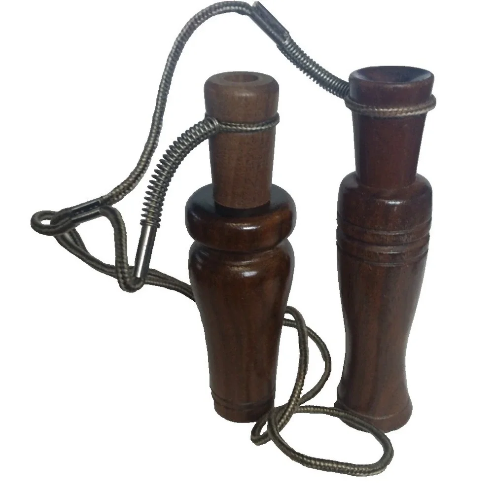 Vintage Set of‎ TWO wooden Duck Calls on Lanyard